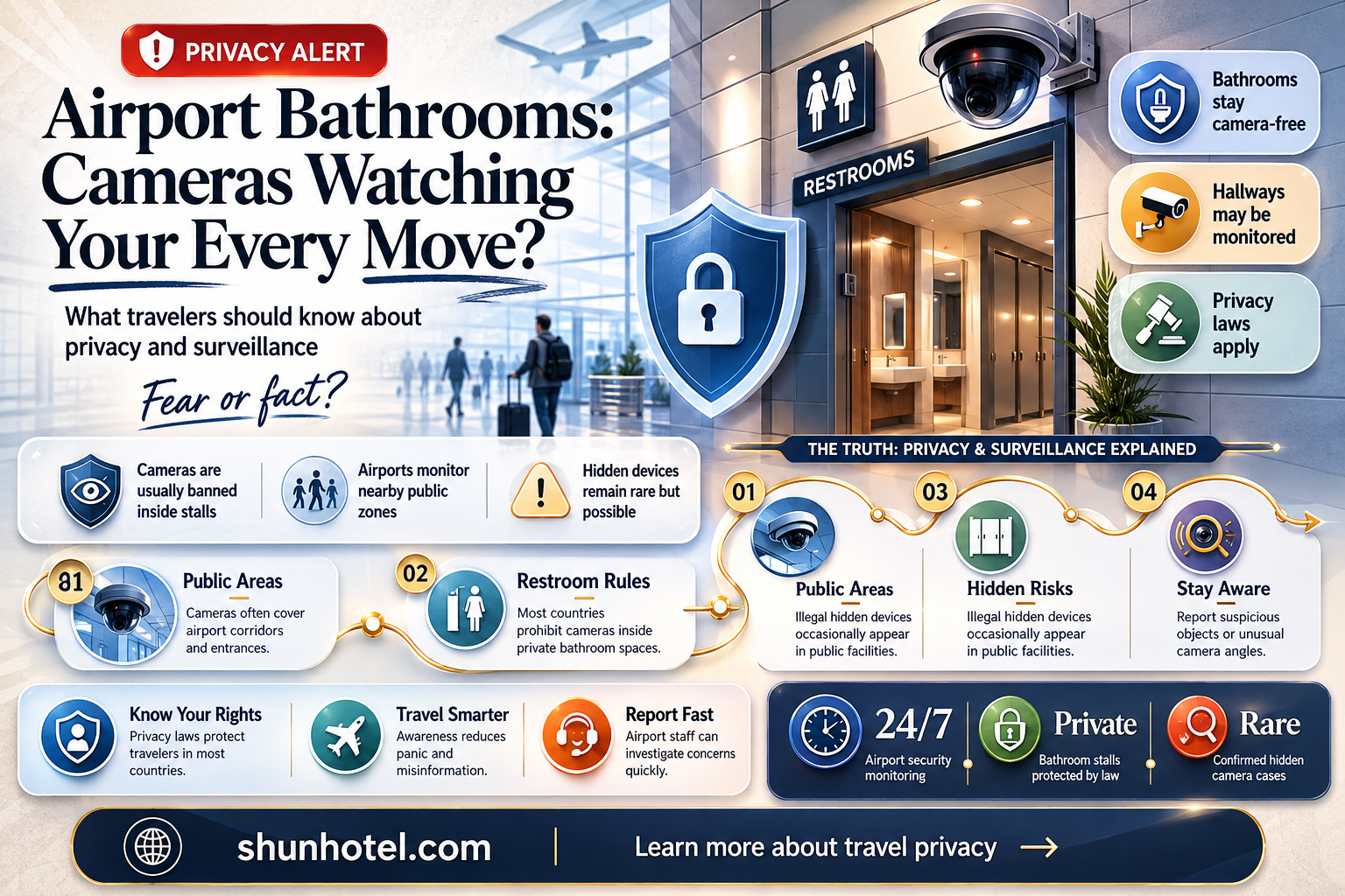 are there cameras in airport bathrooms