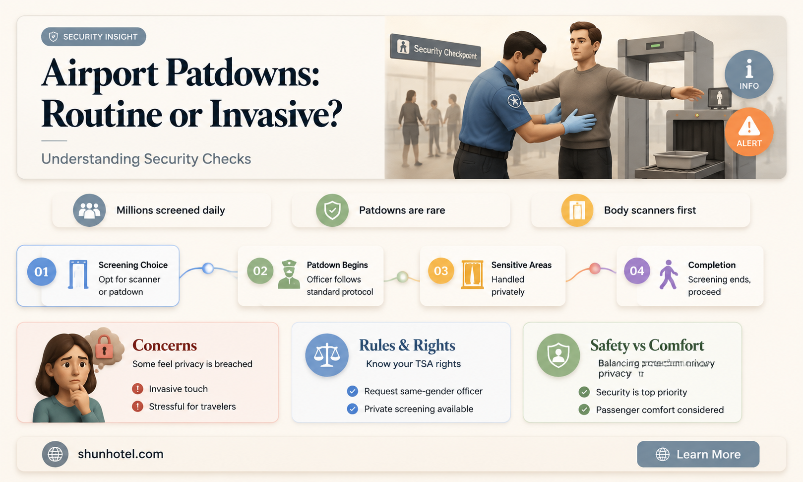 are patdowns at an airport routine