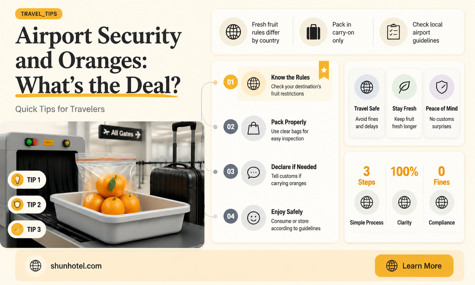 are oranges allowed through airport security