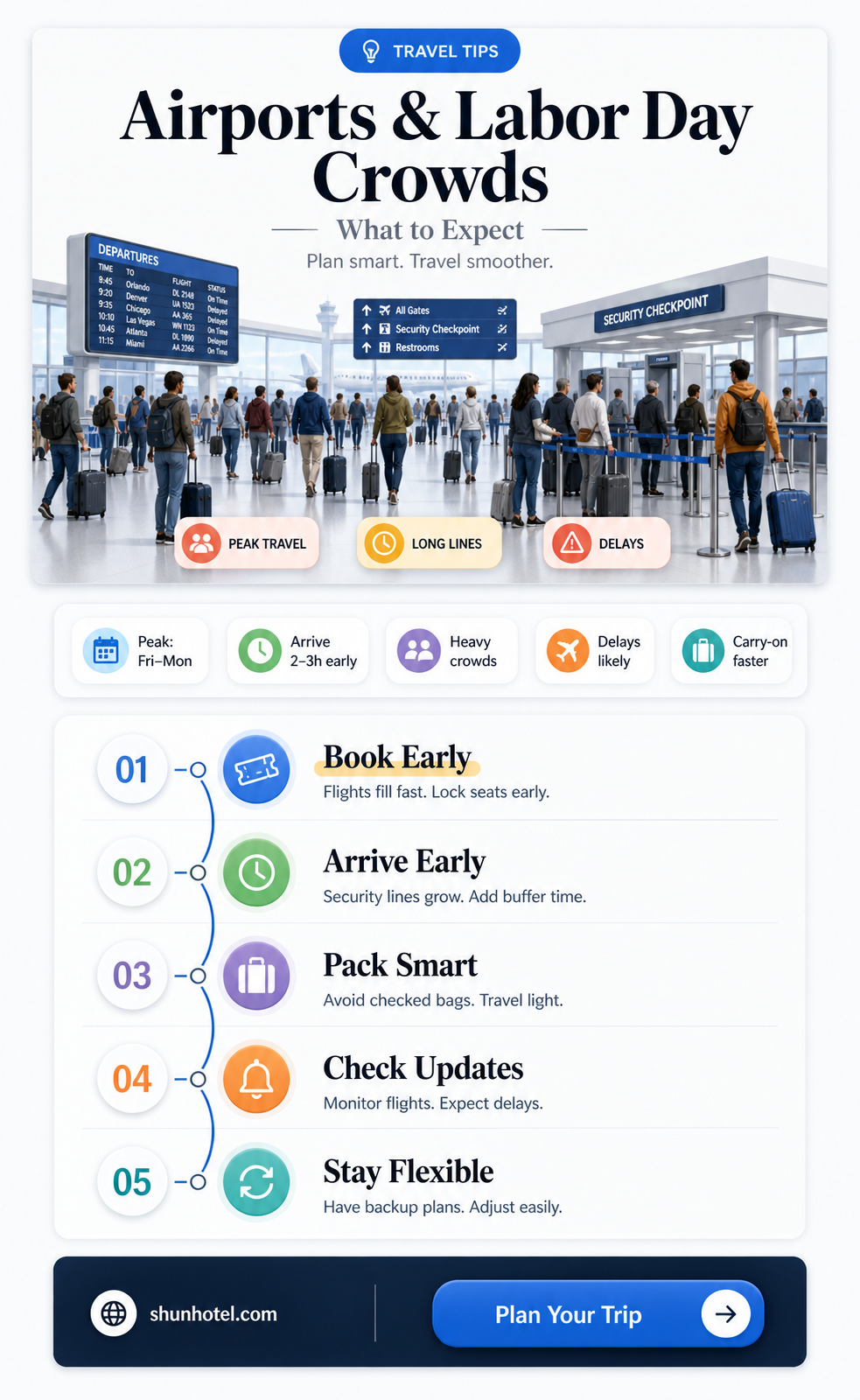 are airports crowded on labor day