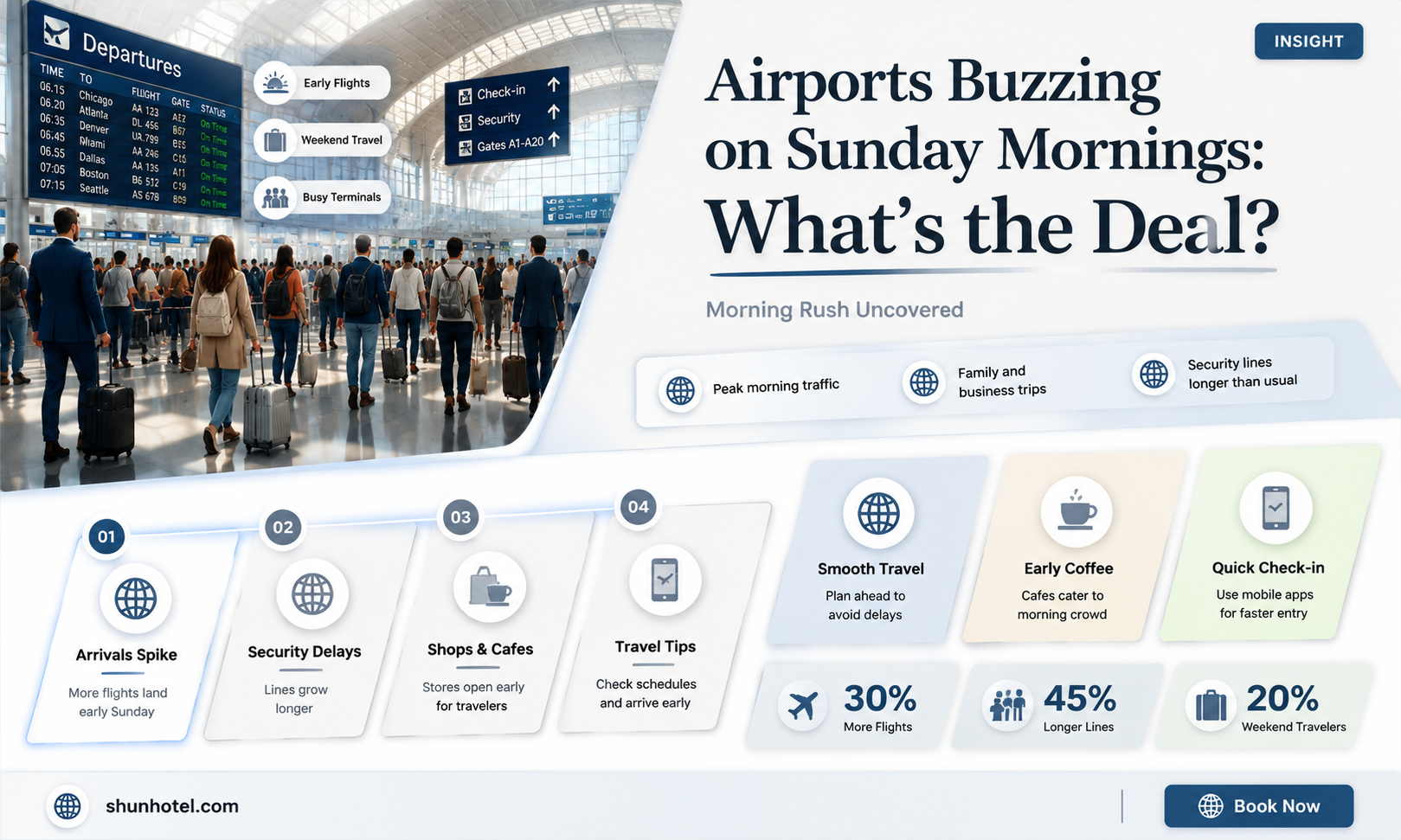 are sunday mornings busy at airports