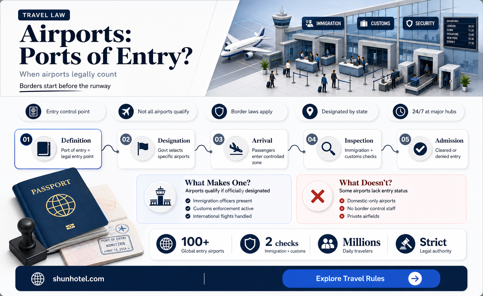 are airports considered ports of entry