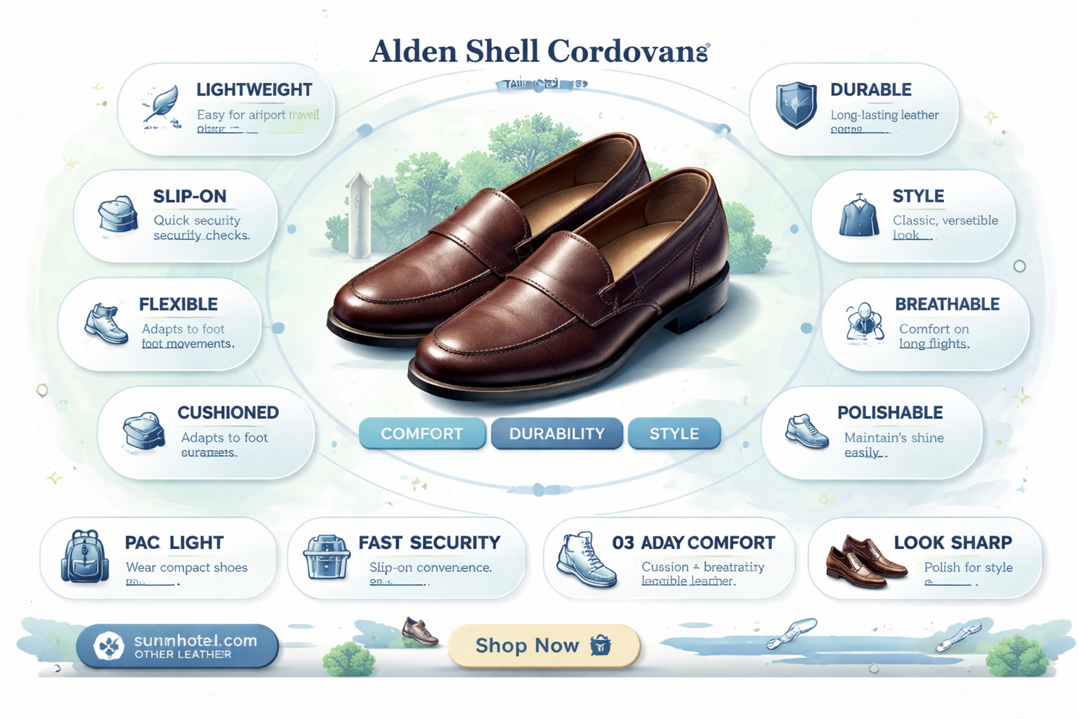 are alden shell cordovans airport friendly