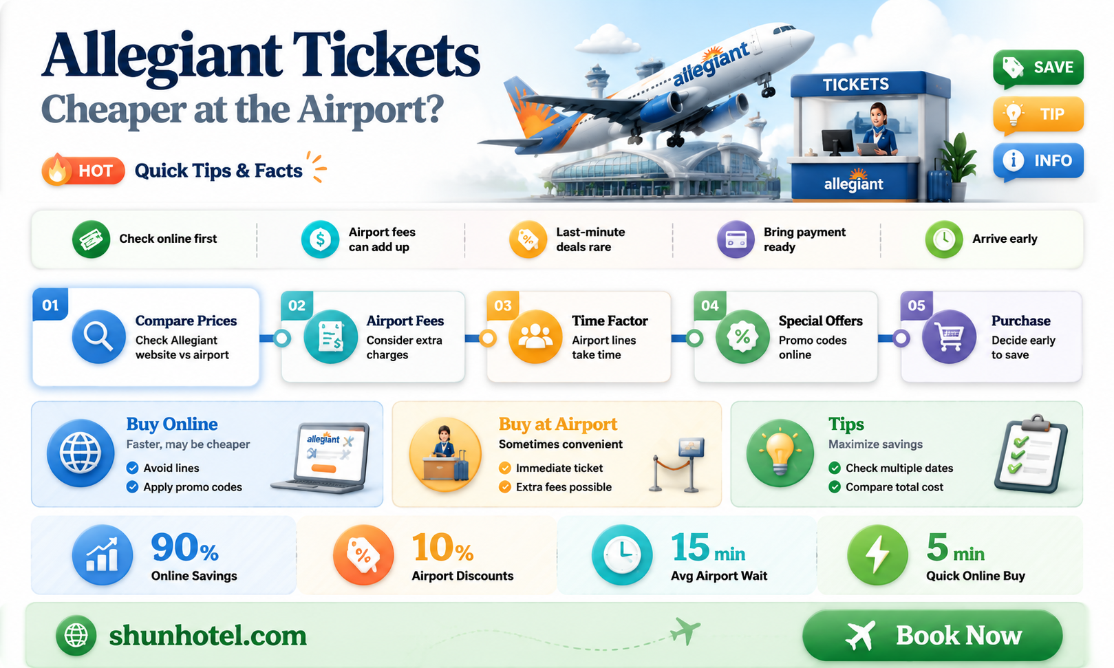 are allegiant tickets cheaper at airport