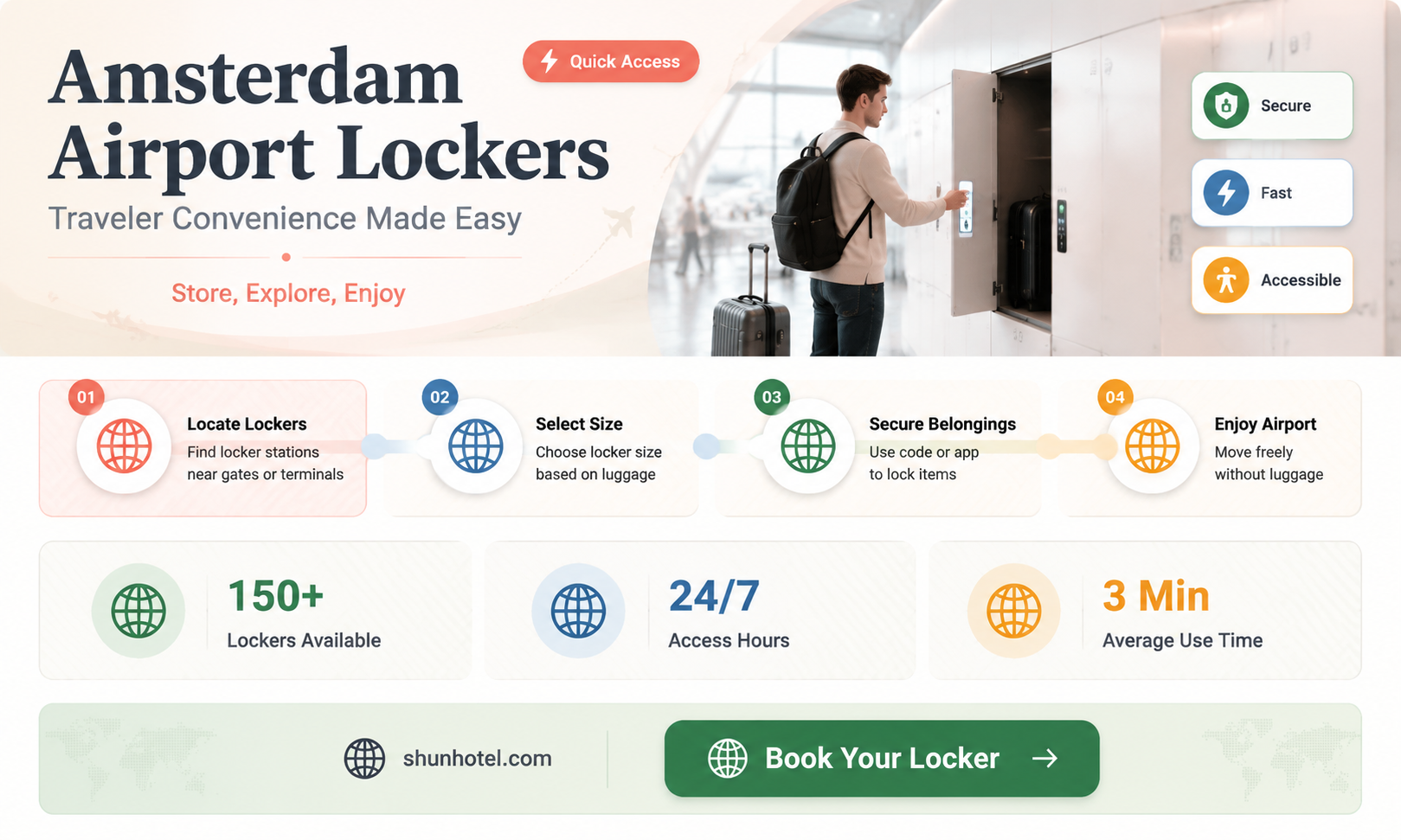 are there lockers at amsterdam airport