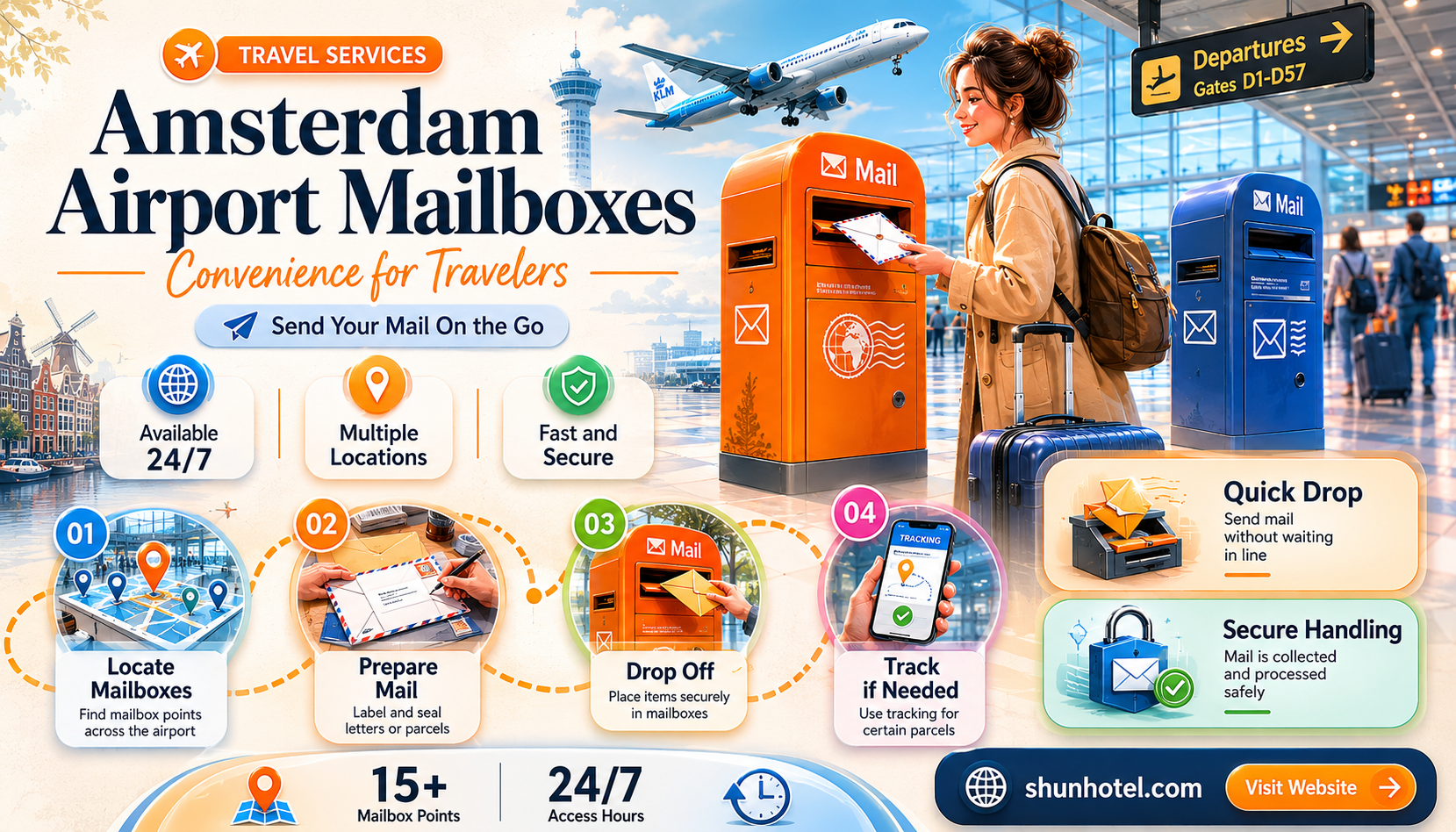 are there mailboxes at amsterdam airport