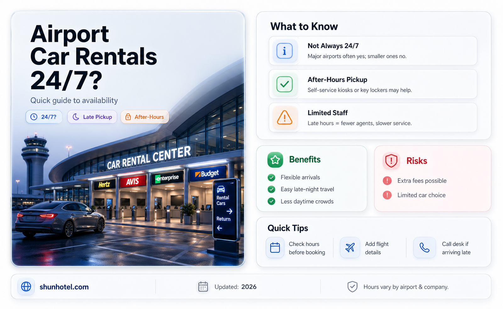 are airport car rental places open all night