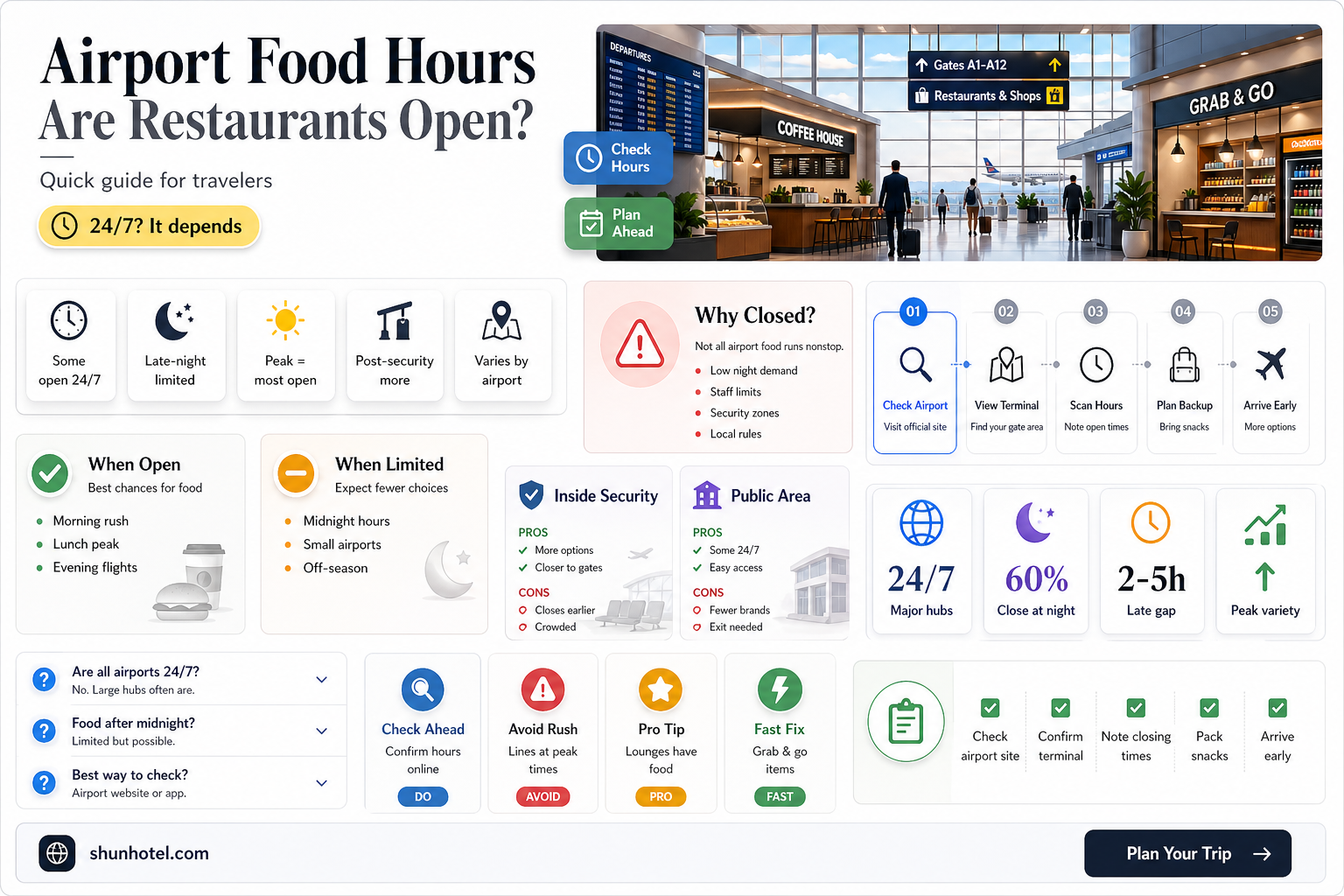 are airport food places open
