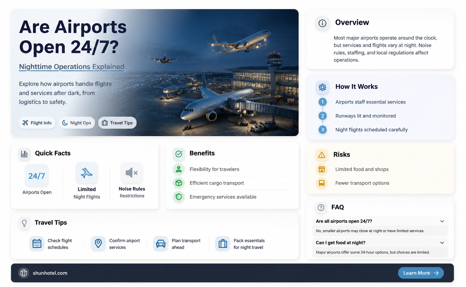 are airports open all night