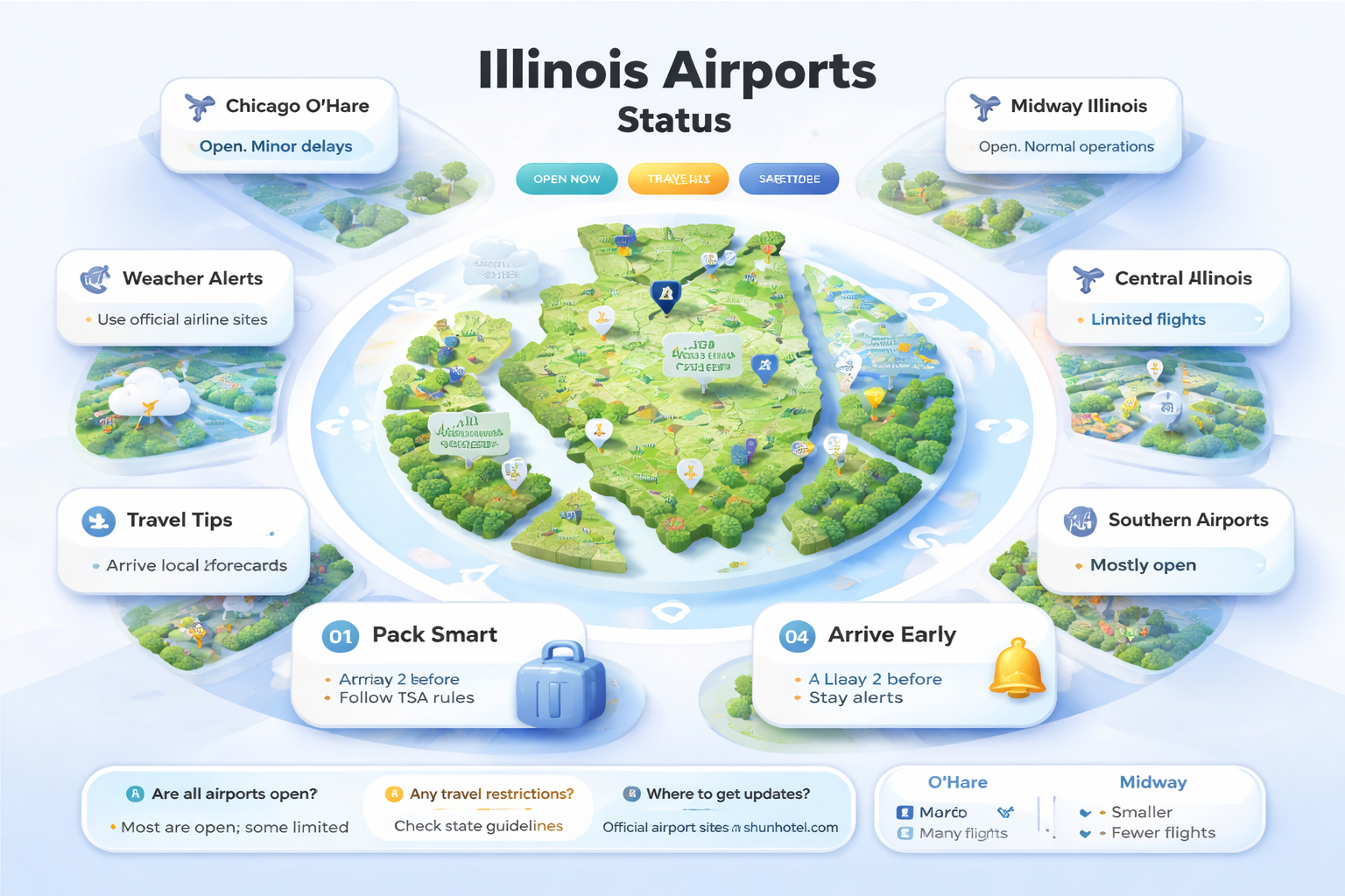 are airports open in illinois