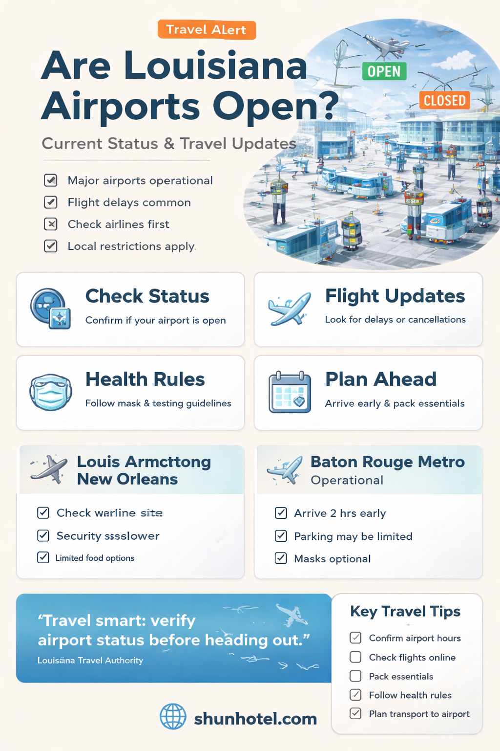 are airports open in louisiana