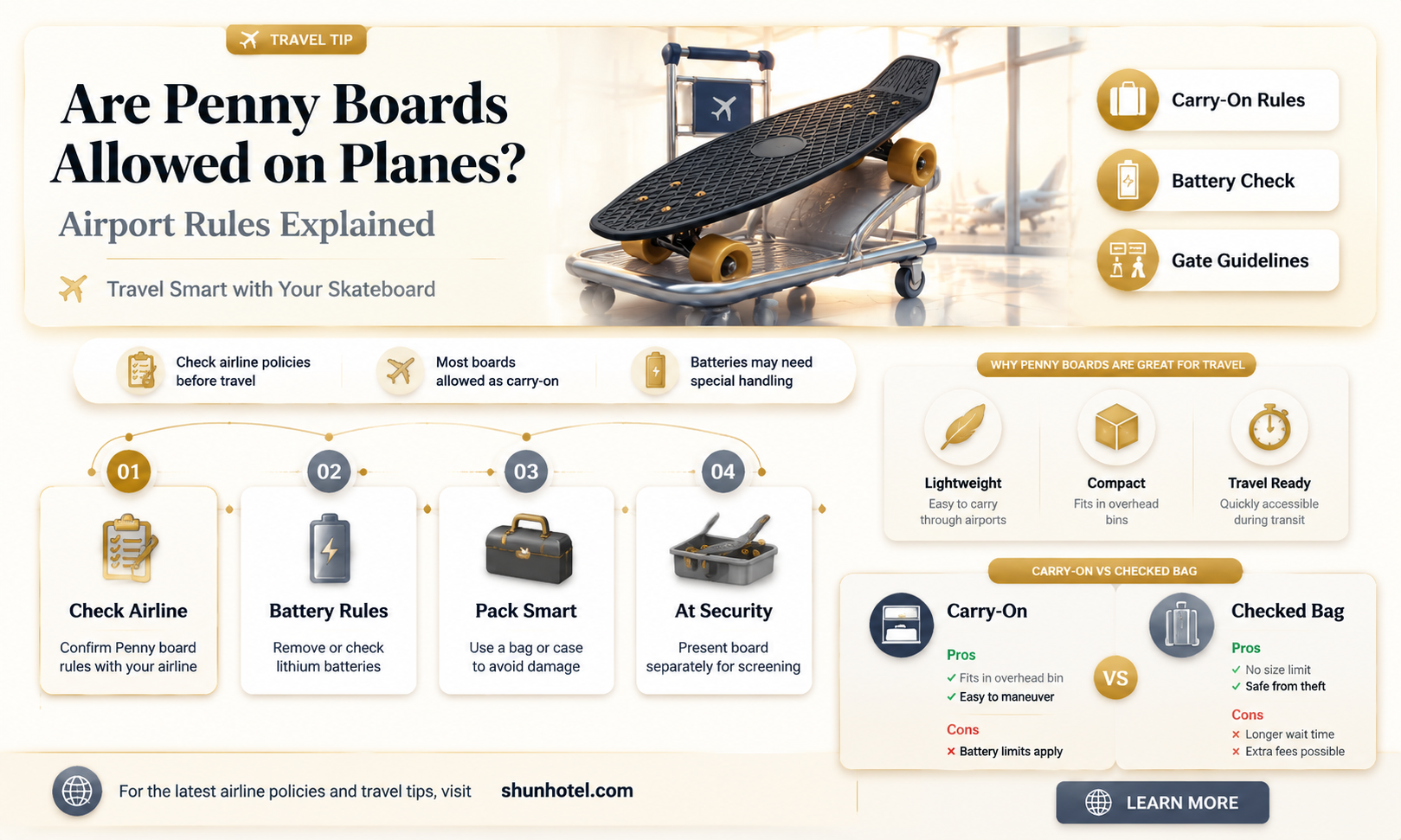 are penny boards allowed in airports