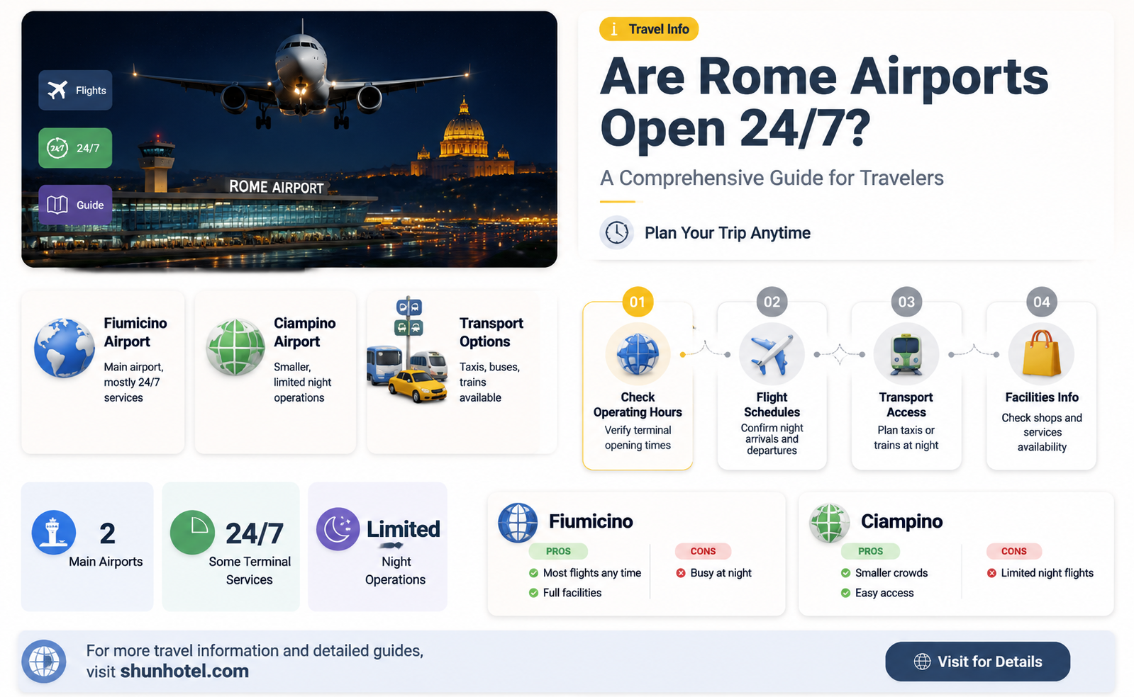 are rome airports open 24 hours