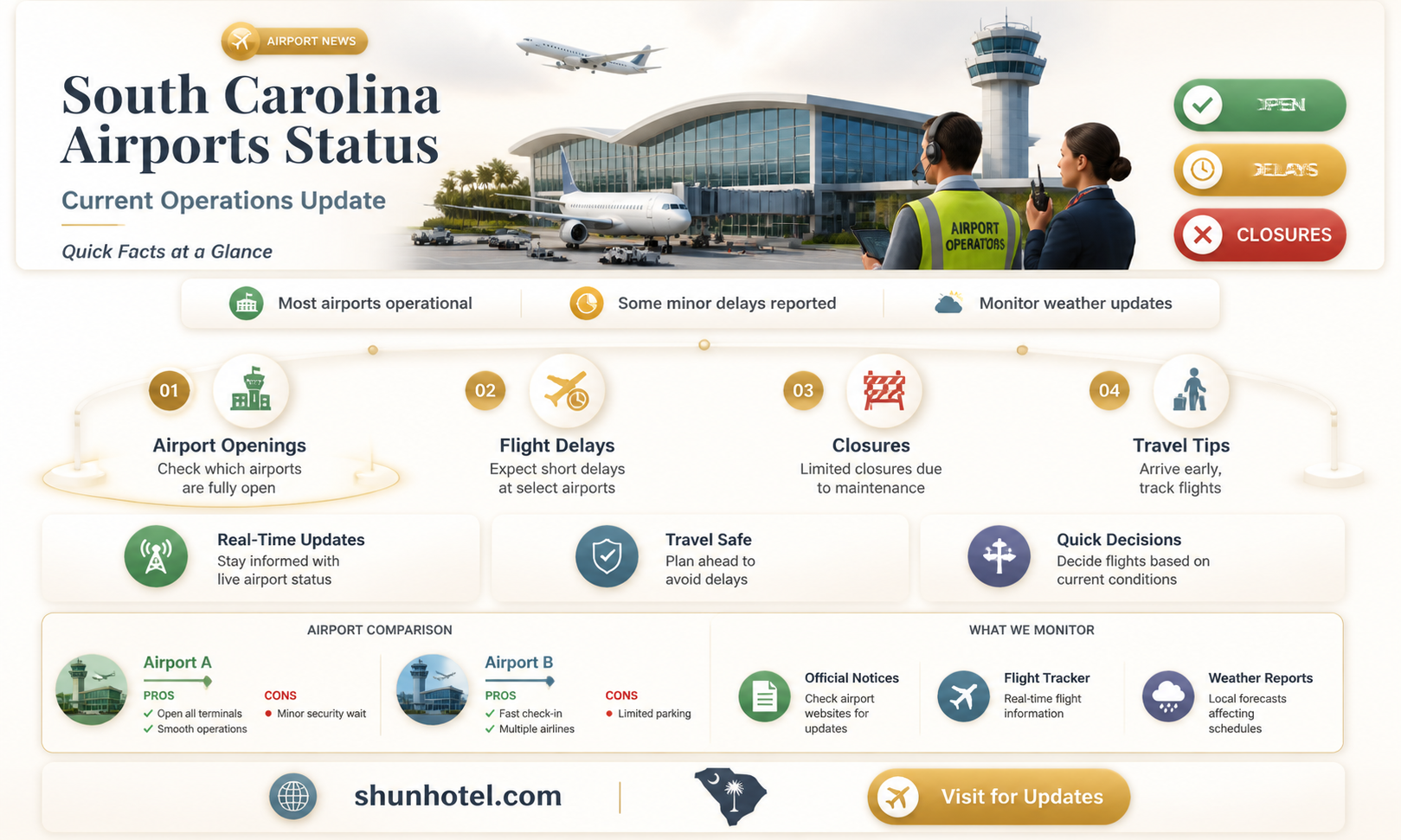 are airports open in south carolina
