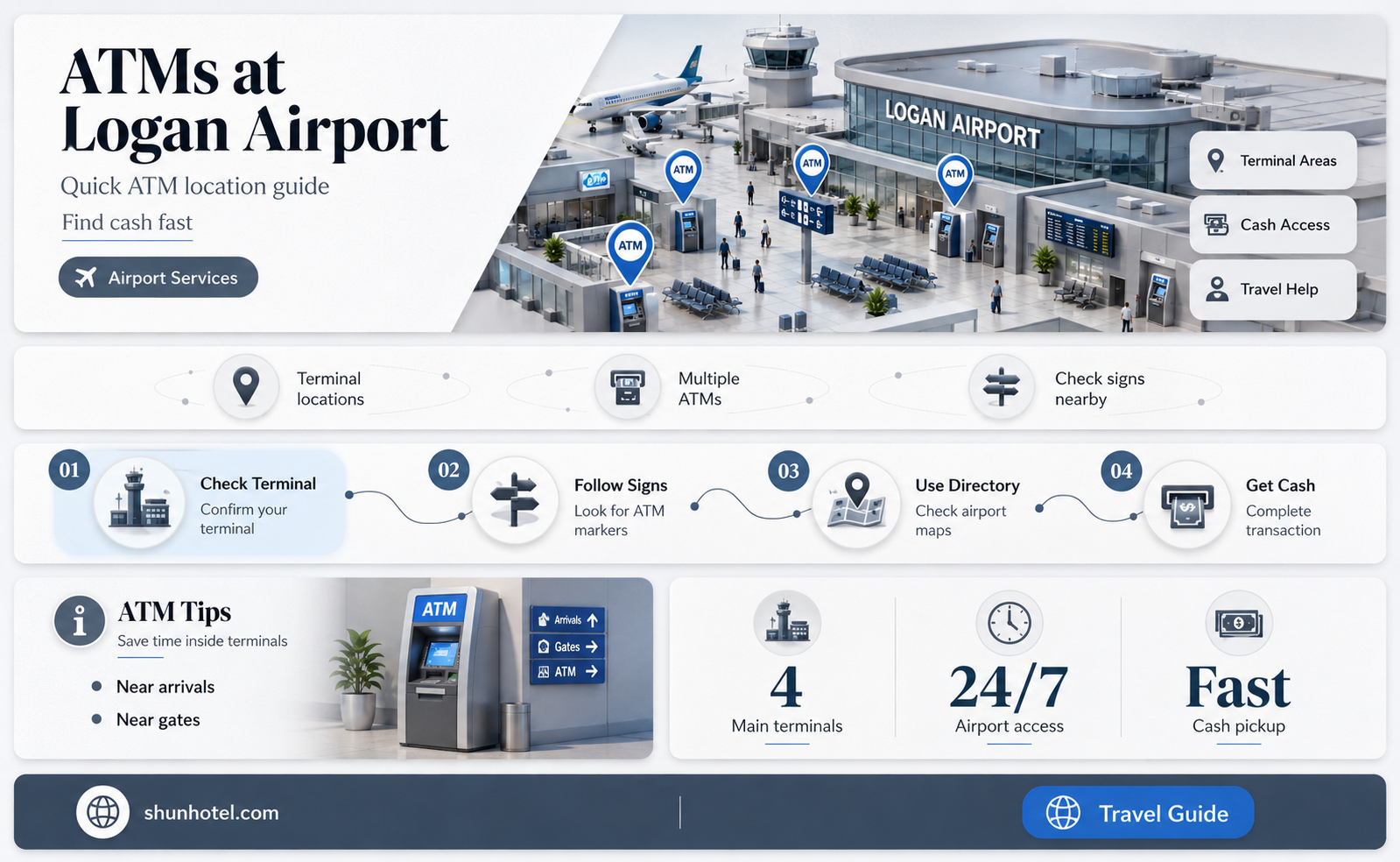 are there atms at logan airport
