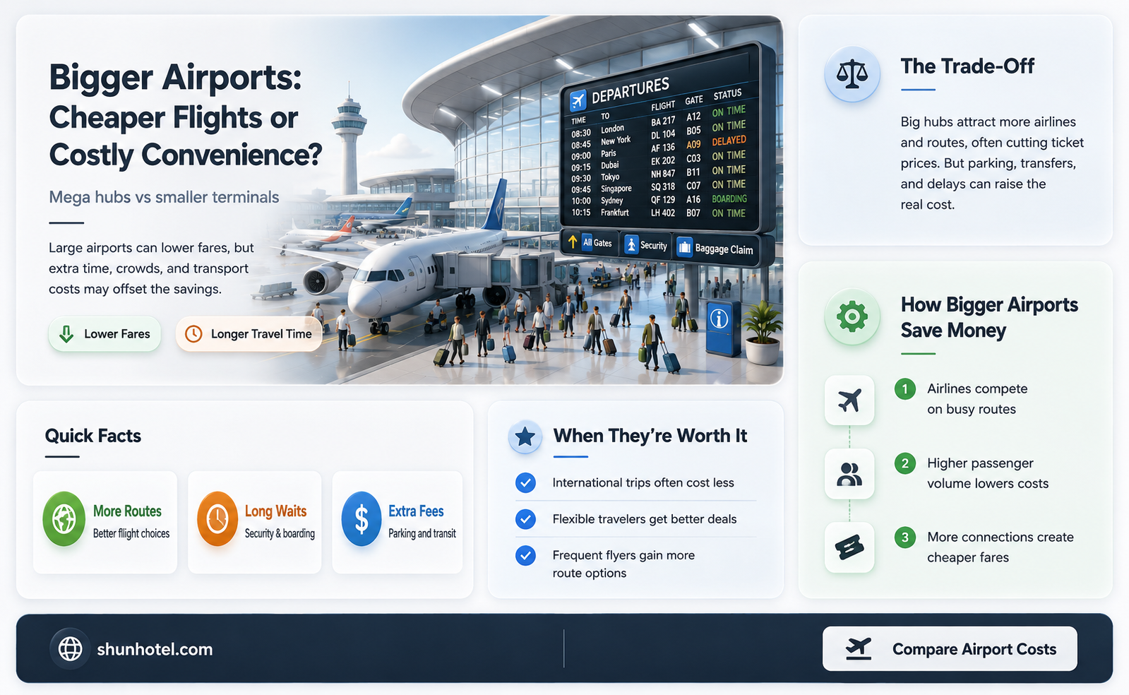 are flight cheaper from bigger airports