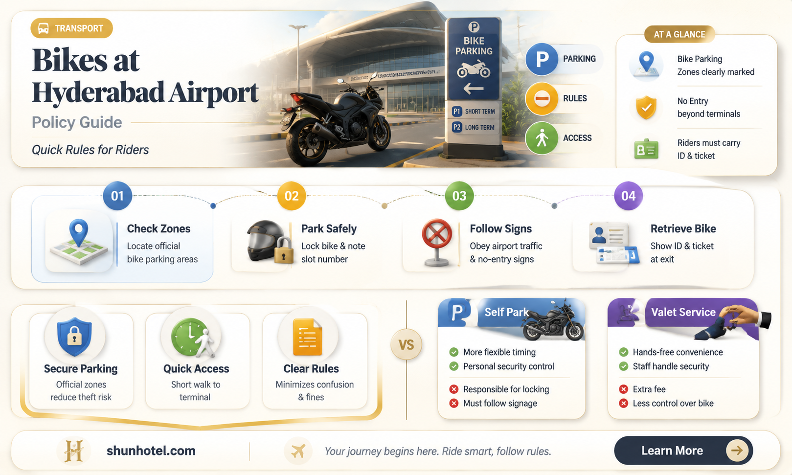 are bikes allowed in hyderabad airport