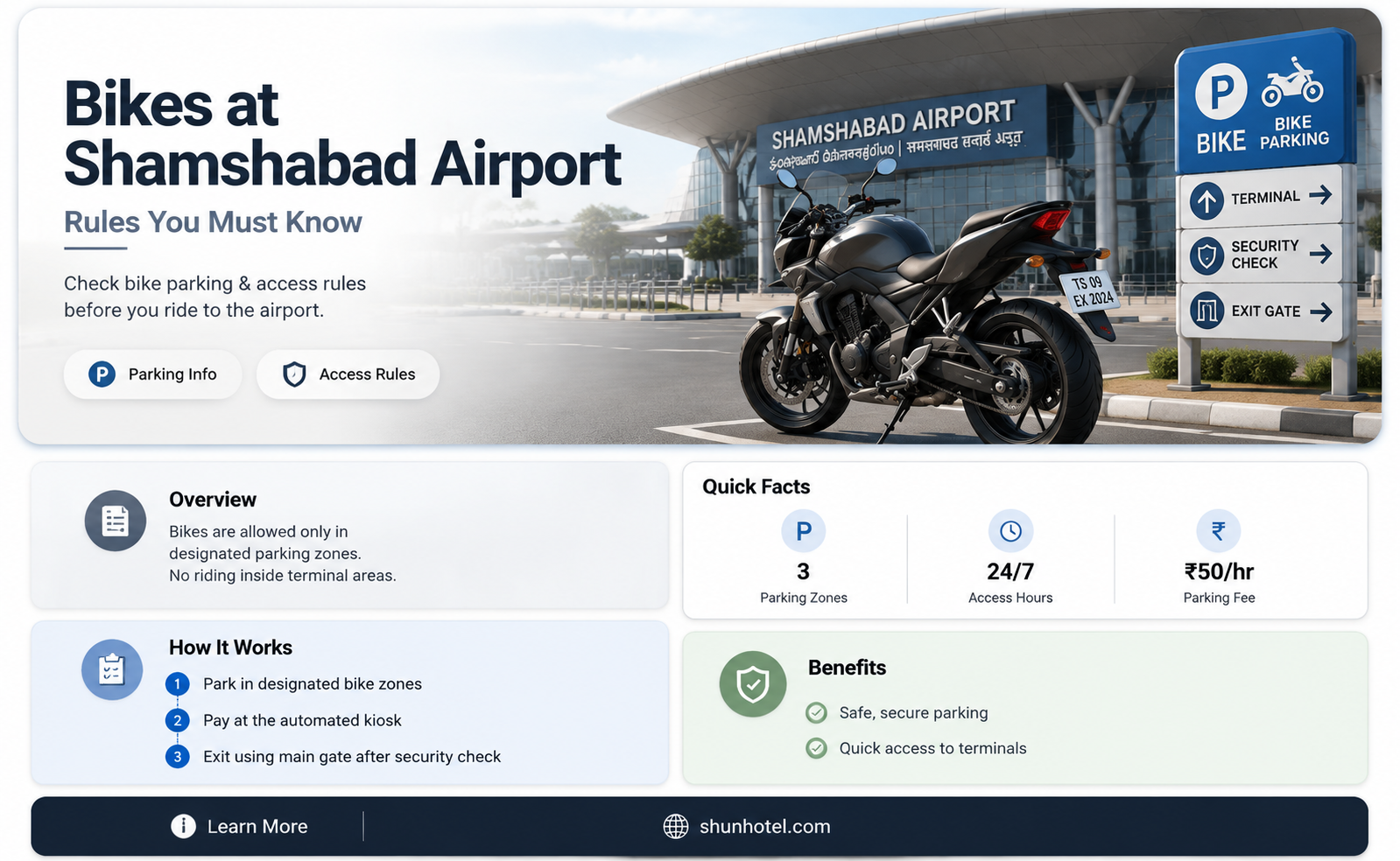 are bikes allowed to shamshabad airport
