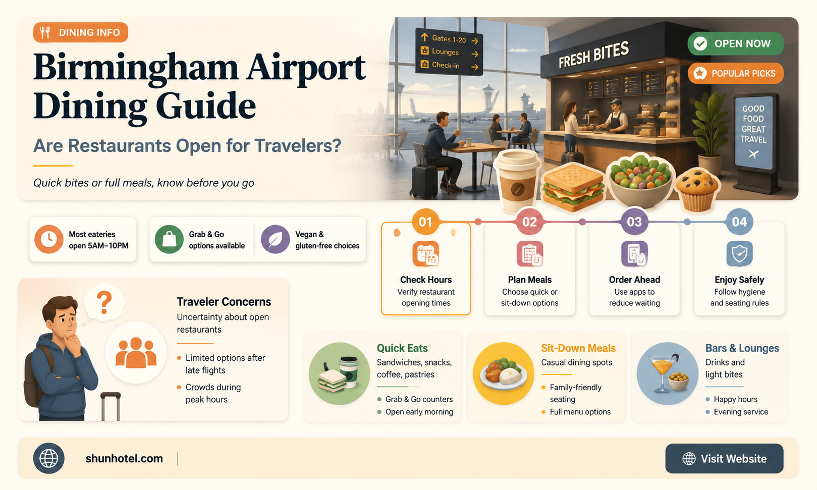 are restaurants open in birmingham airport