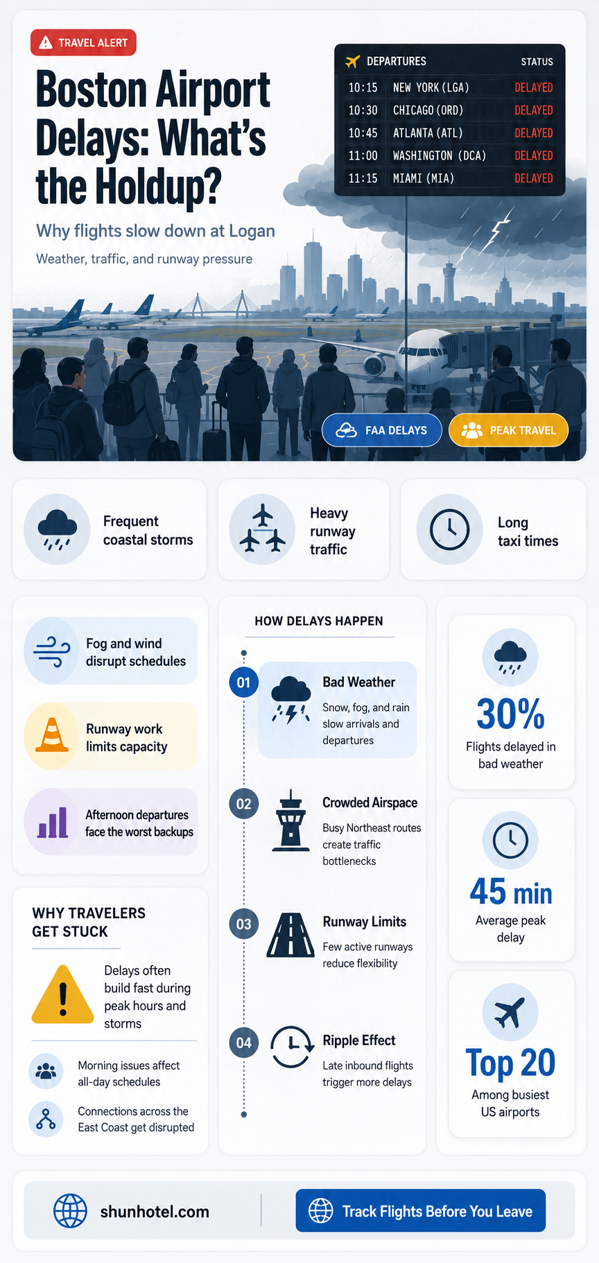 are there delays zt boston airport