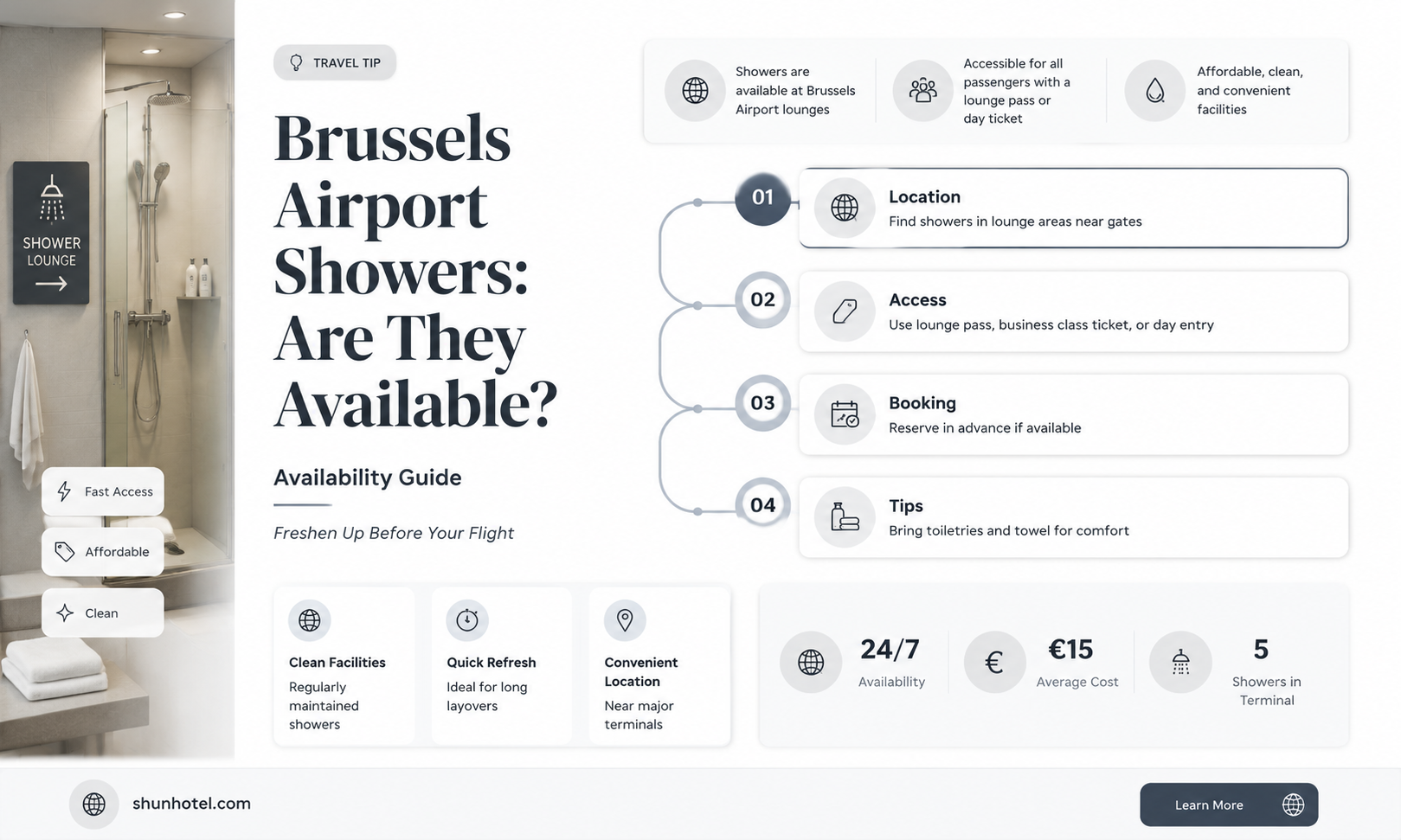 are there showers at brussels airport
