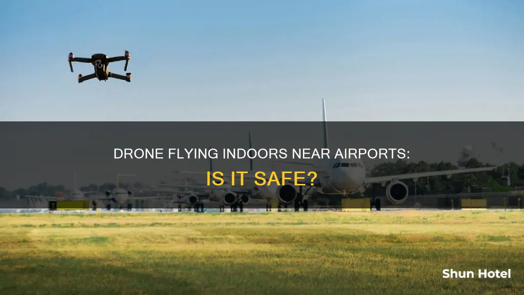 can a drone be flown indoors near airport