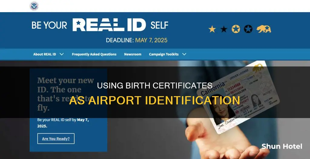 can birth certificate be used as id at airport
