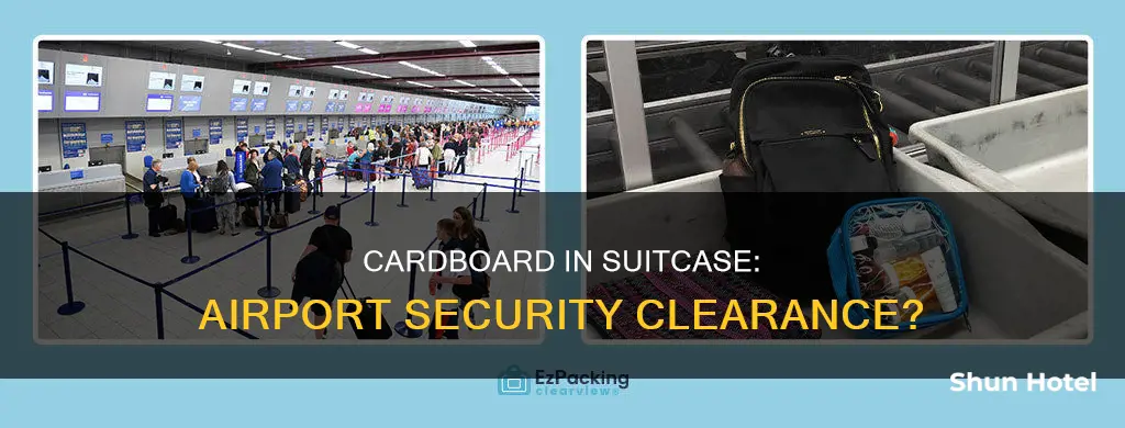can cardboard in bottom of suitcase clear security at airport