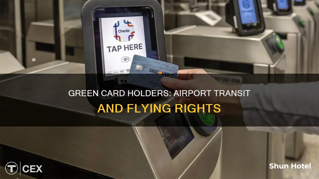 can green card holder fly through airport transit
