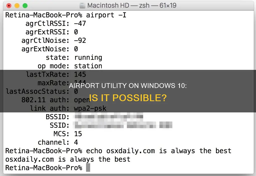 can i run airport utility on windows 10