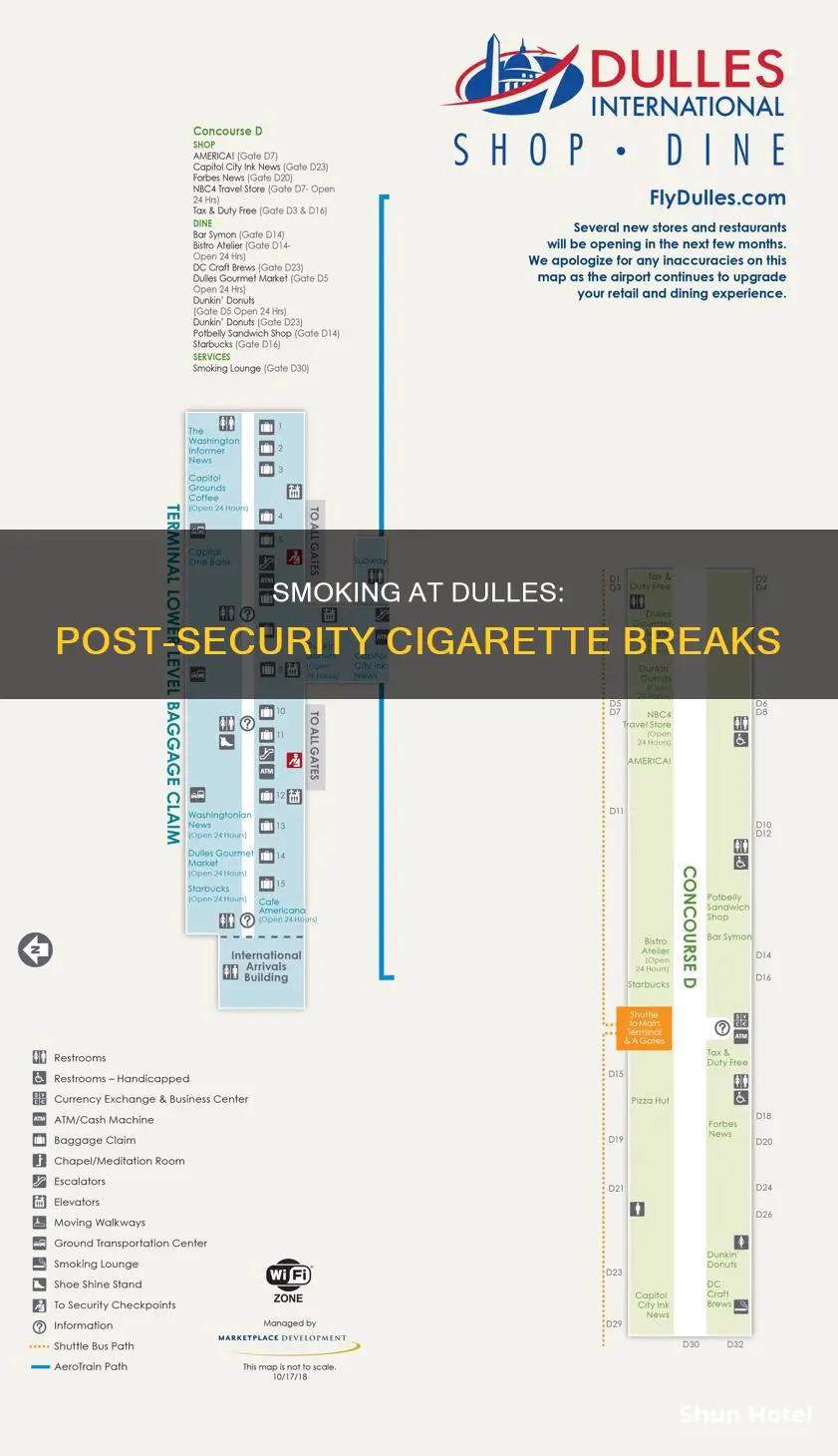 can i smoke after going through security at dulles airport