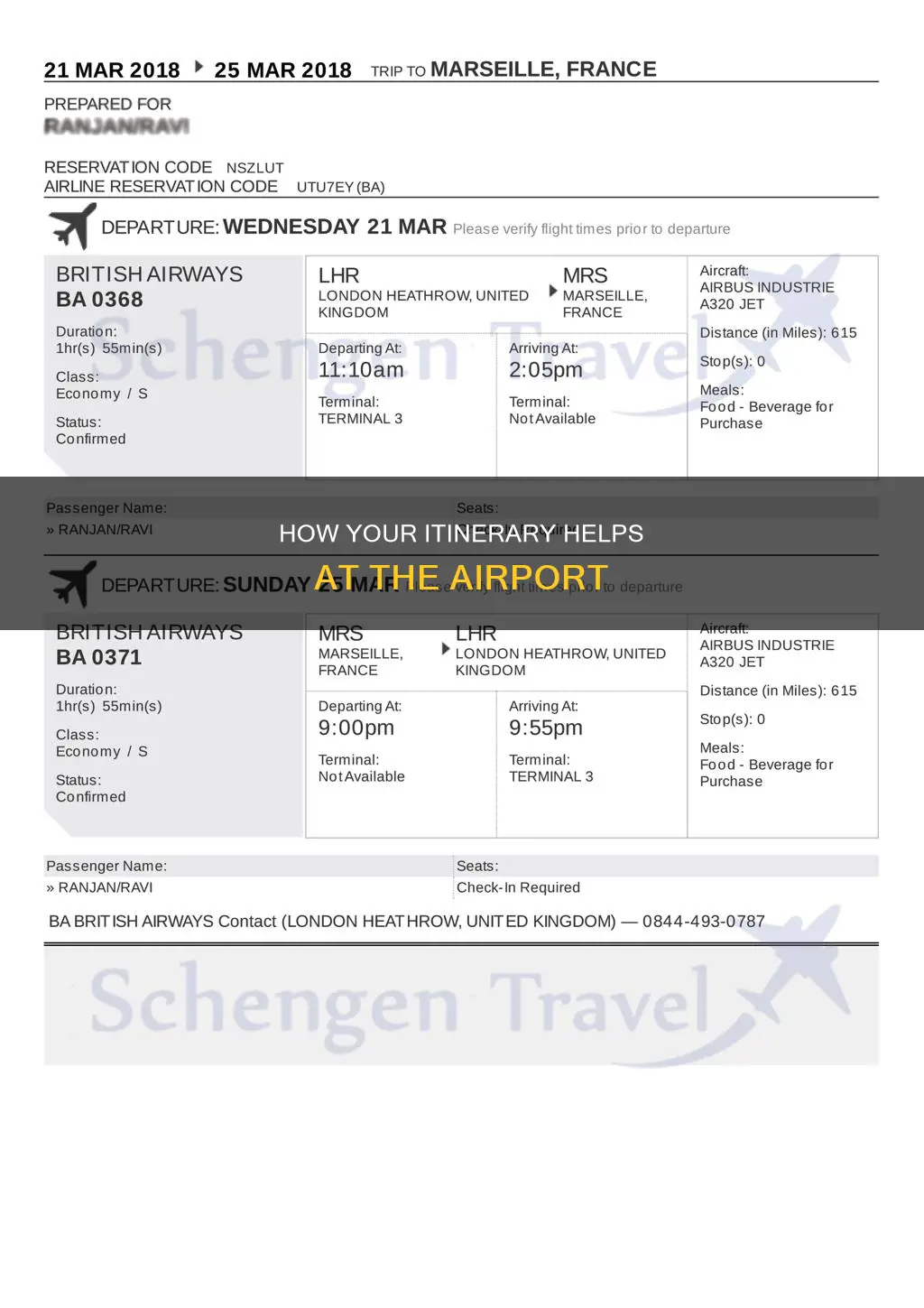 can i use my itinerary at the airport