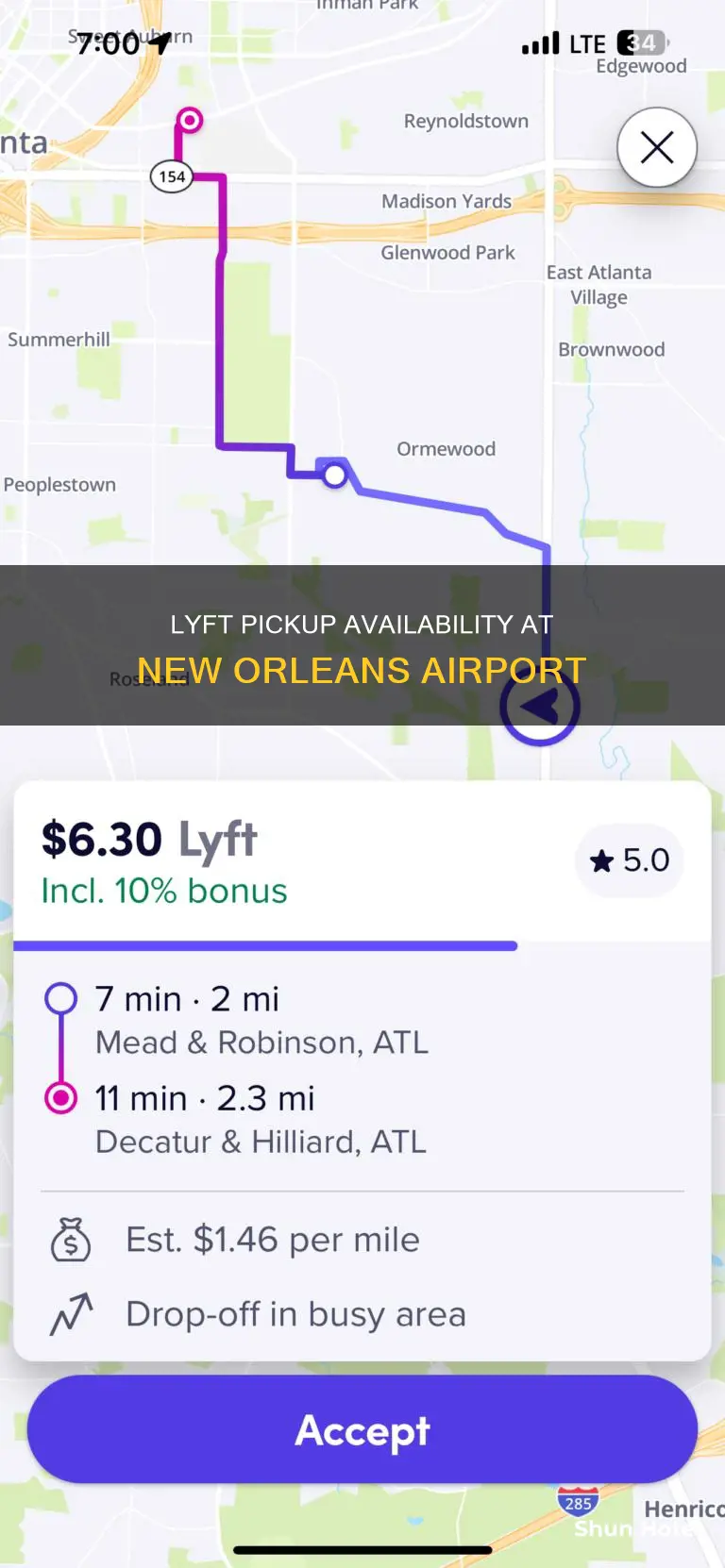 can lyft pick up at new orleans airport