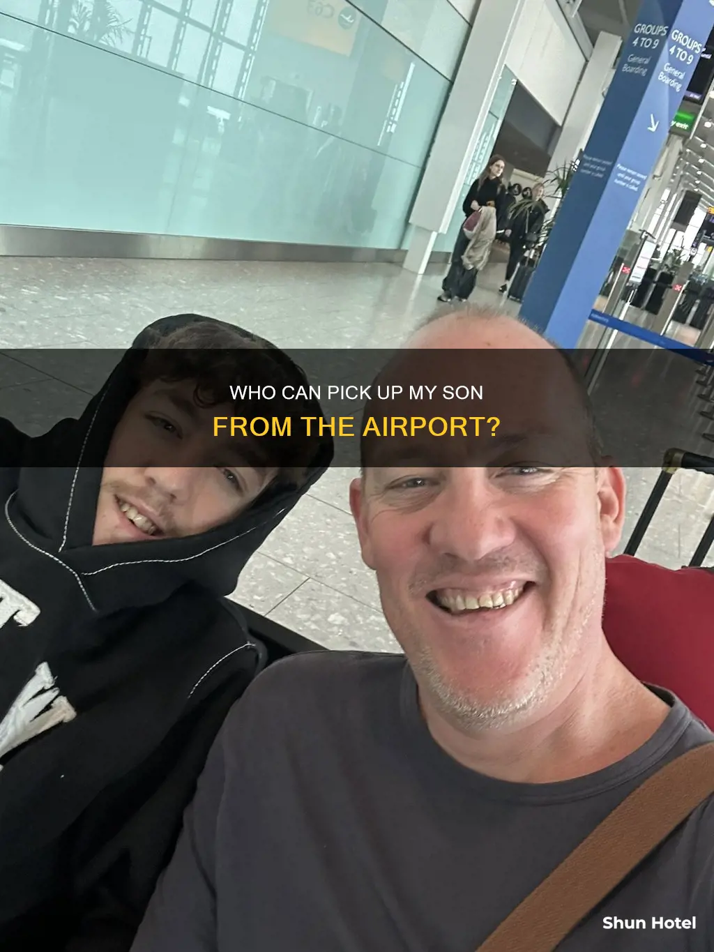 can my husband pick up my son from the airport