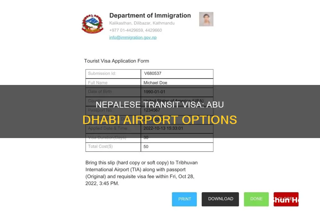 can nepalese get transit visa in abu dhabi airport
