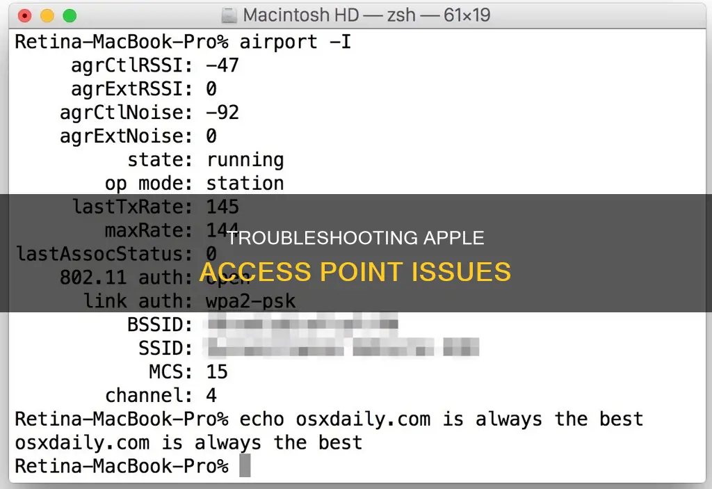 can not see apple access point from airport utility