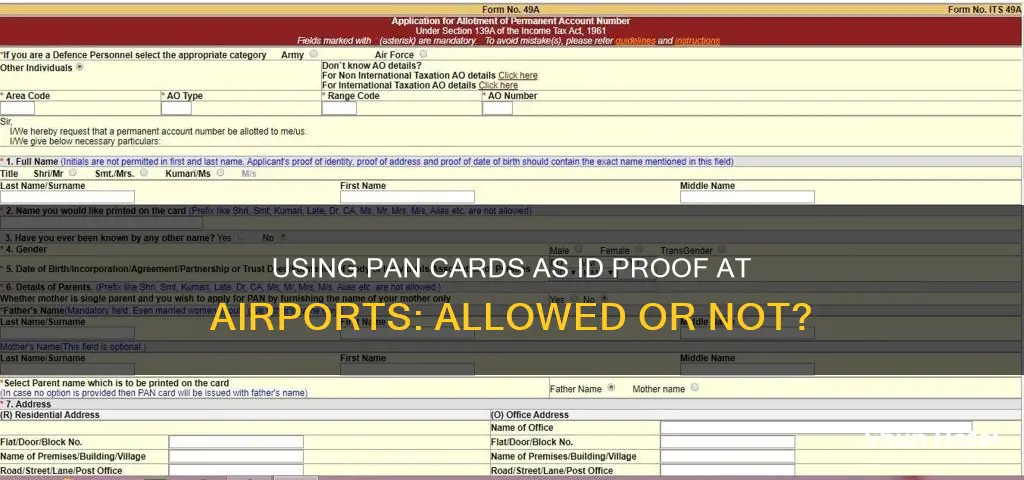 can pan card be used as id proof at airport
