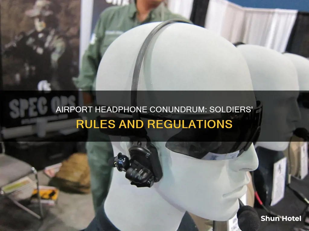 can soldiers wear headphones i.an airport