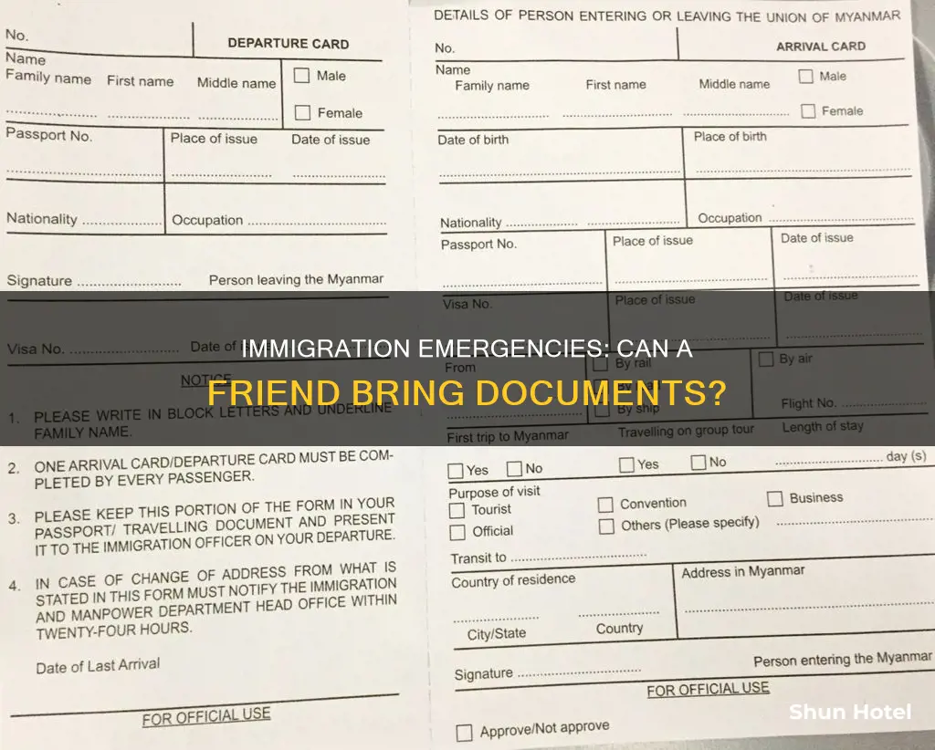 can someone bring documents to airport immigration