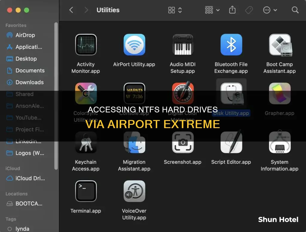 can you access external hard drive ntfs through airport extreme