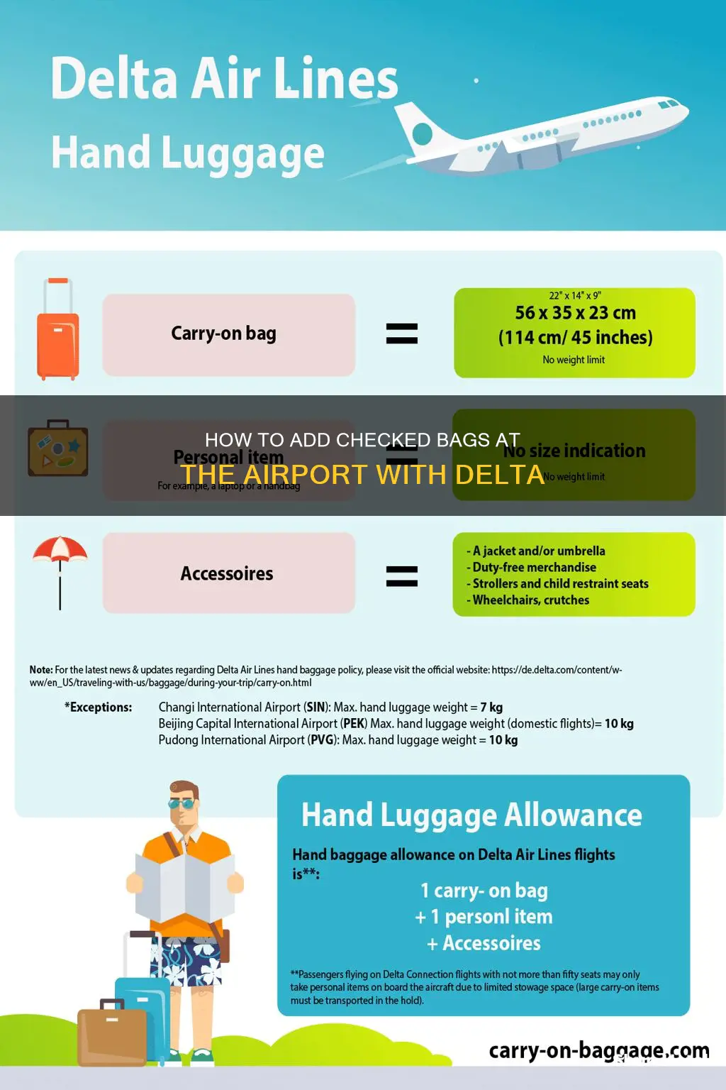 can you add a checked bag at the airport delta