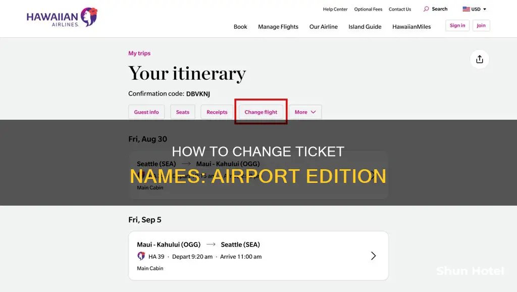 can you change ticket name at airport