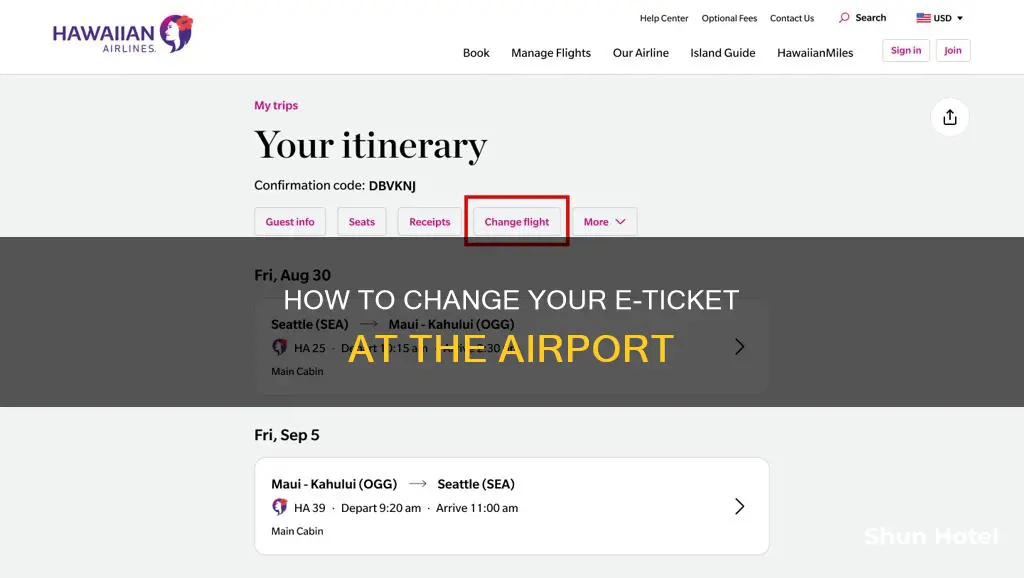 can you change your e ticket at the airport