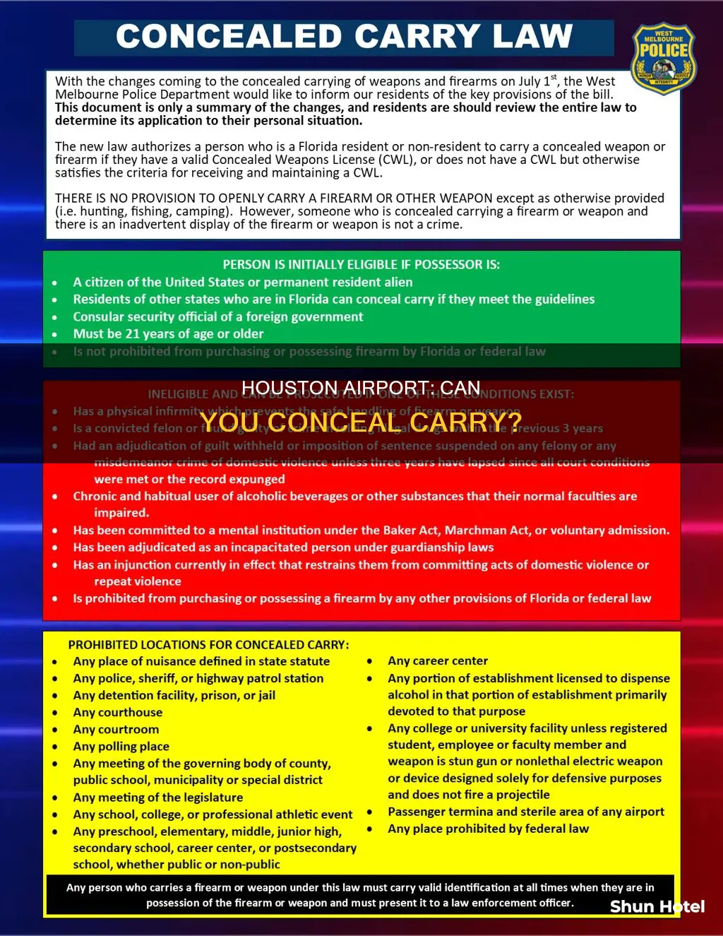 can you conceal carry in houston airport