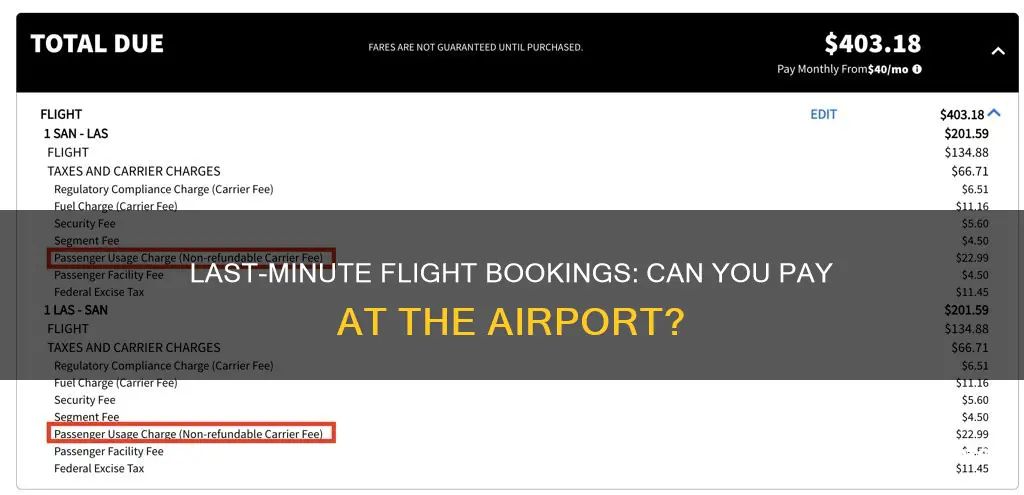 can you pay for a flight at the airport