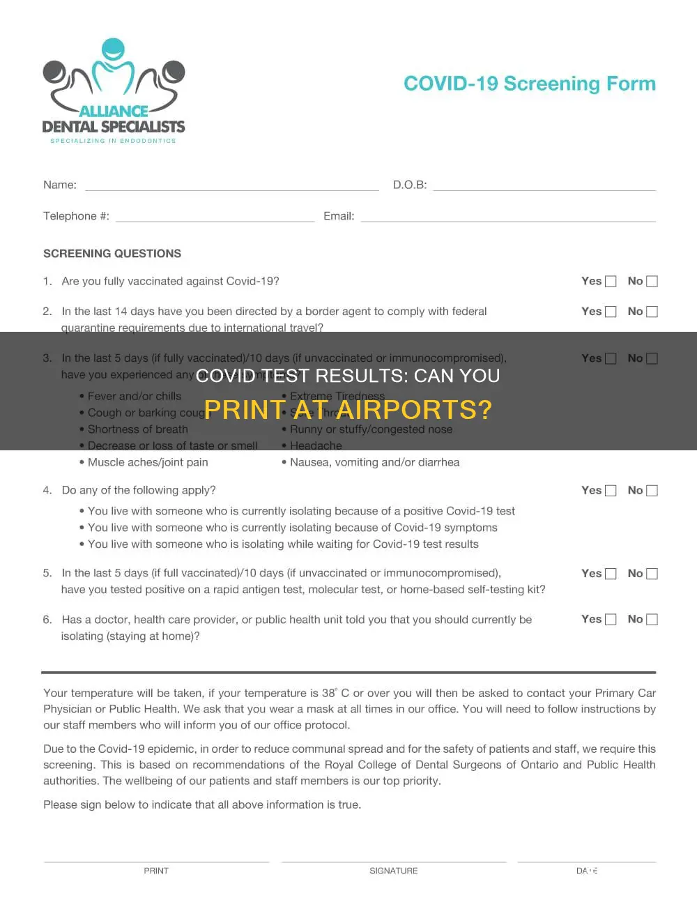 can you print covid results at airport