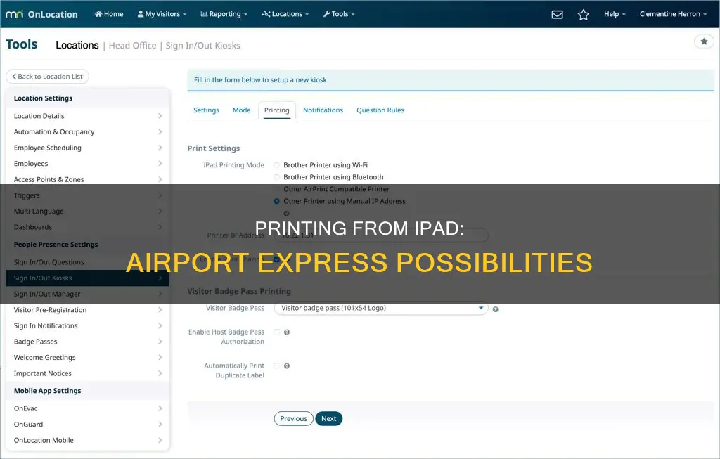 can you print from an ipad using airport express