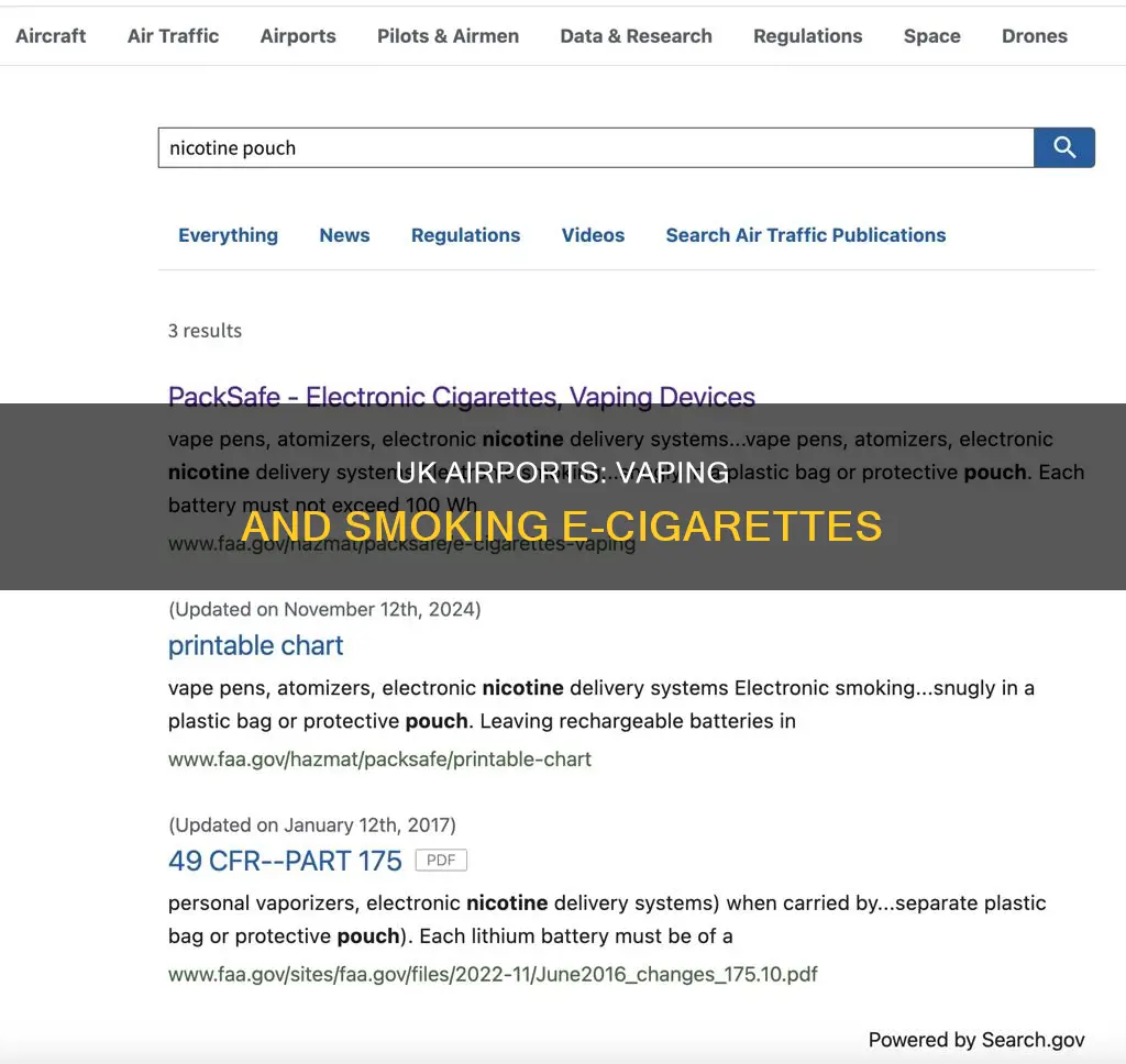 can you smoke electronic cigarettes in airports uk