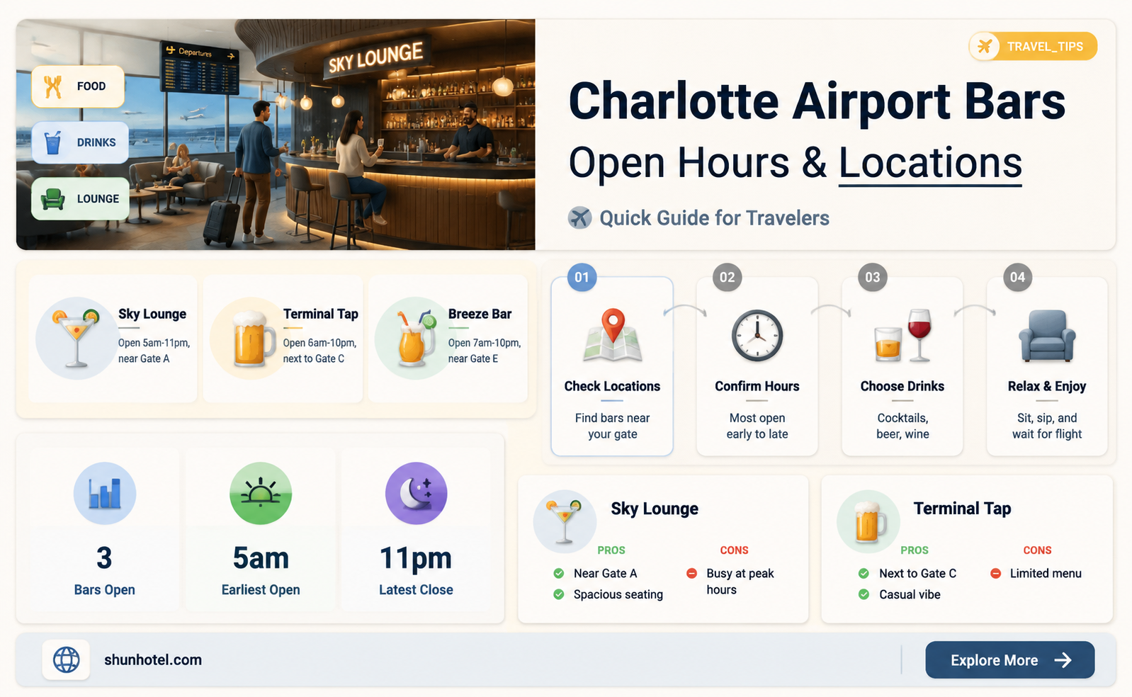 are bars open in charlotte airport