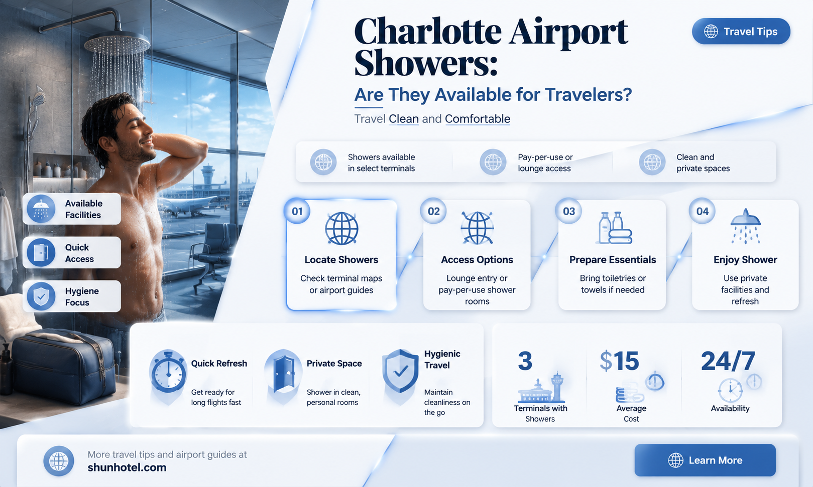 are there showers at charlotte airport